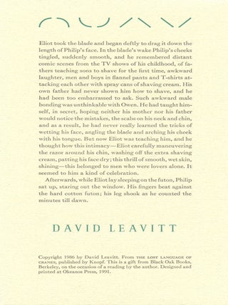 Item #3078 Broadside. David LEAVITT