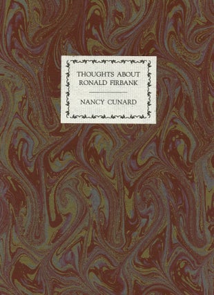 Item #3540 Thoughts about Ronald Firbank. Nancy CUNARD