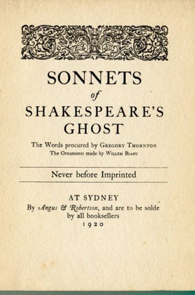 Sonnets of Shakespeare's Ghost. Gregory THORNTON.