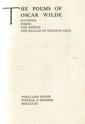 Item #5184 Poems of Oscar Wilde Ravenna. Poems. The Sphinx. The Ballad of Reading Gaol. Oscar WILDE