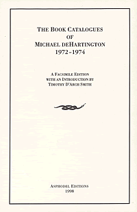 Item #5319 The Book Catalogues of Michael deHartington. Timothy D'ARCH SMITH