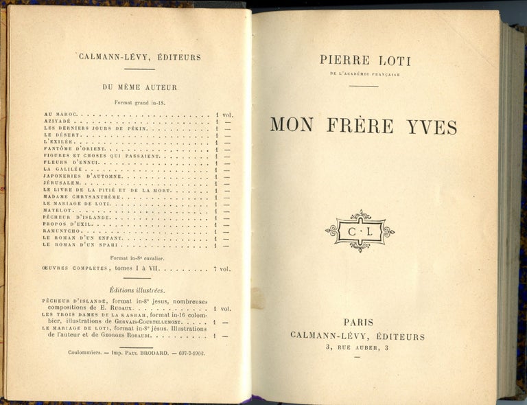 Item #5337 Mon Frere Yves. Pierre LOTI.