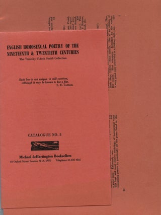 Item #5534 English Homosexual Poetry of the Nineteenth & Twentieth Centuries. Timothy d'ARCH SMITH