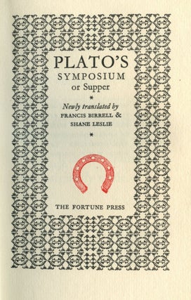 Item #5587 Plato's Symposium or Supper. Shane Leslie Plato, introduction