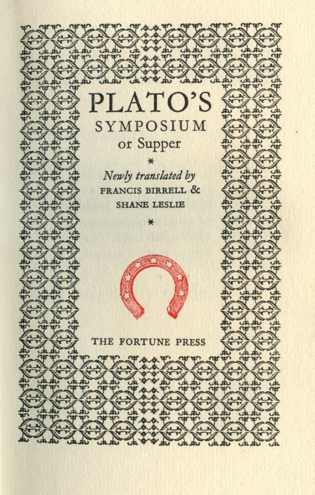 Item #5587 Plato's Symposium or Supper. Shane Leslie Plato, introduction.
