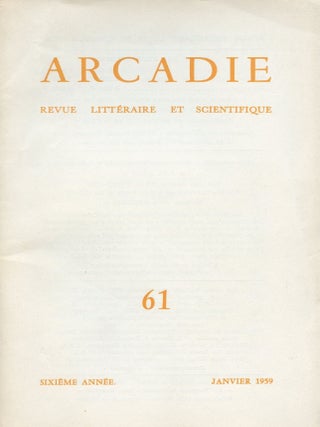 Item #56 Arcadie- Revue Littéraire et Scientifique. ARCADIE