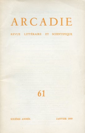 Item #56 Arcadie- Revue Littéraire et Scientifique. ARCADIE