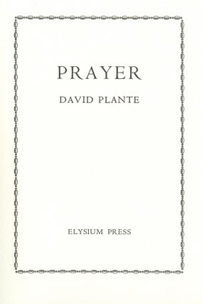 Item #5768 Prayer. David PLANTE