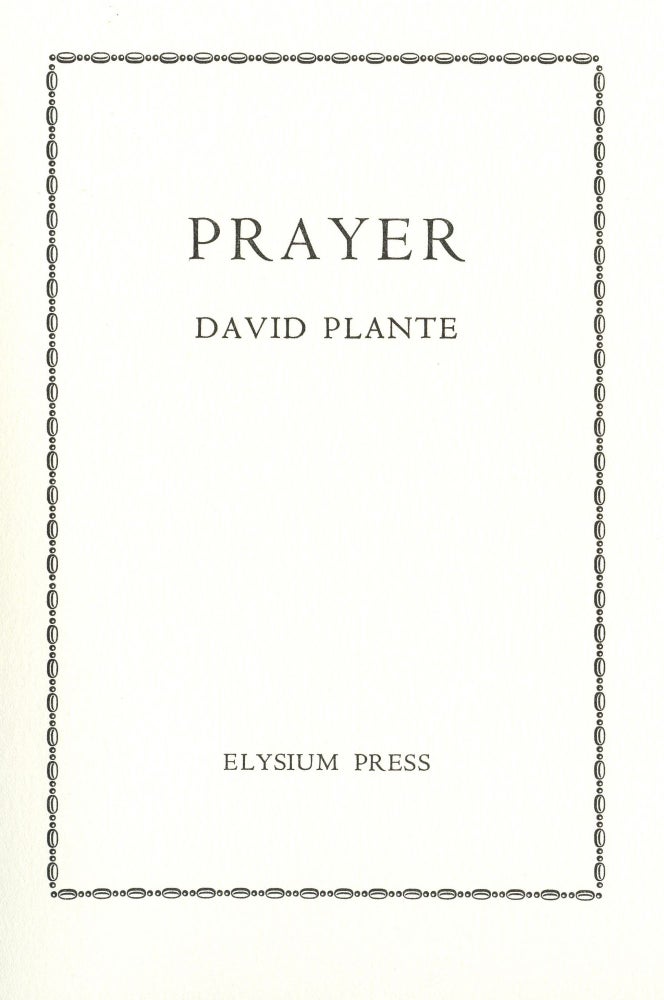 Item #5768 Prayer. David PLANTE.