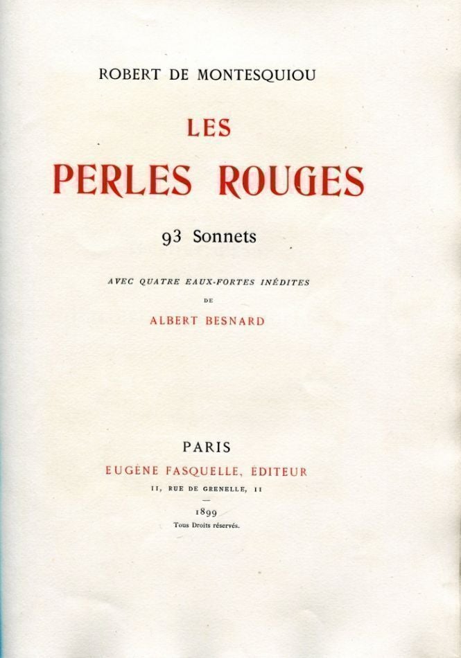 Item #5985 Les Perles Rouges. Robert de MONTESQUIOU.