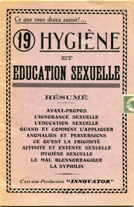 Item #6001 Hygiène et Education Sexuelle. SEXOLOGY