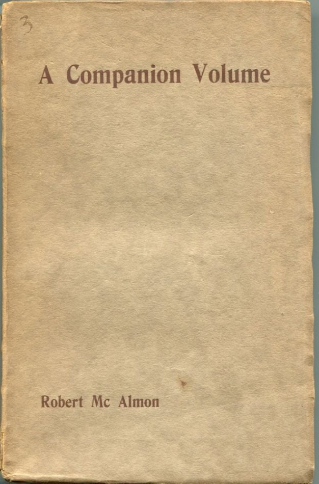 Item #6248 A Companion Volume. Robert McALMON.
