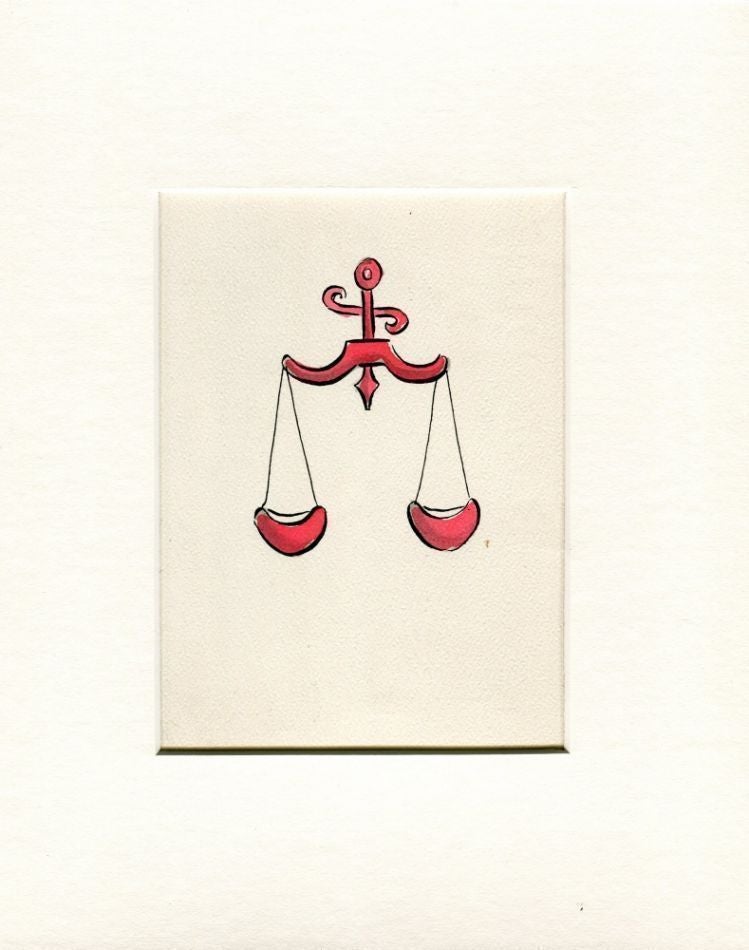Item #6399 Astrological sign (Libra) pen and ink (5.5" x 6.5") mounted. Exhibited Museum of Sex, 2011. Sam STEWARD.