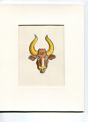 Item #6401 Astrological sign (Taurus) pen and ink (5.5" x 6.5") mounted. Exhibited Museum of Sex,...