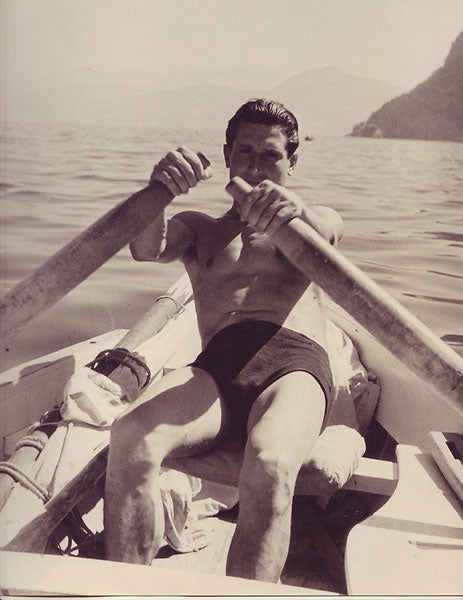Item #6510 Young man rowing, Capri (9" x 12"). Photographer's stamp on verso. Islay LYONS.