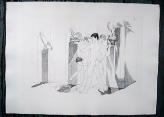 Item #6527 Original etching of classical Greek scene for an unpublished book project (30" x 22")....