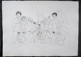 Naked youths. Original etching of classical Greek scene for an unpublished book project (30" x 22". CZANARA, Raymond Carrance.