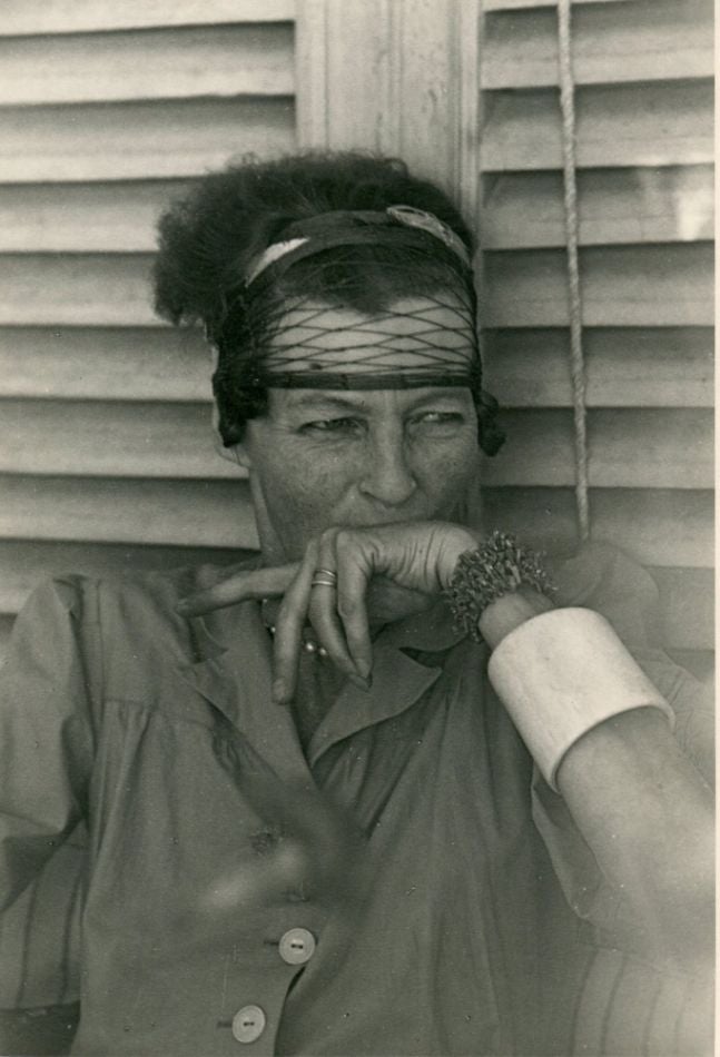 Item #6579 Vintage portrait of Nancy Cunard by Islay Lyons circa 1951, Capri. (5" x 7"). Nancy CUNARD.