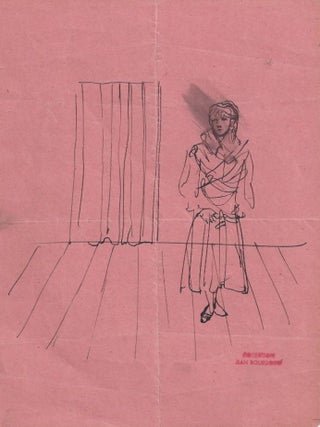 Item #6975 Woman standing before a curtain. Christian BERARD