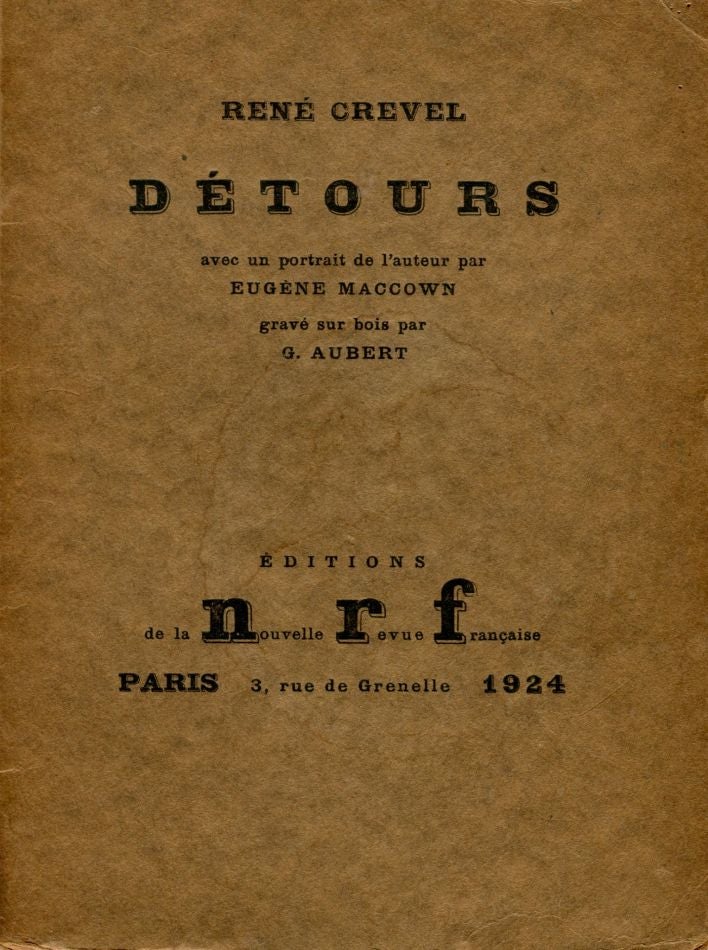 Item #7152 Détours. René CREVEL.