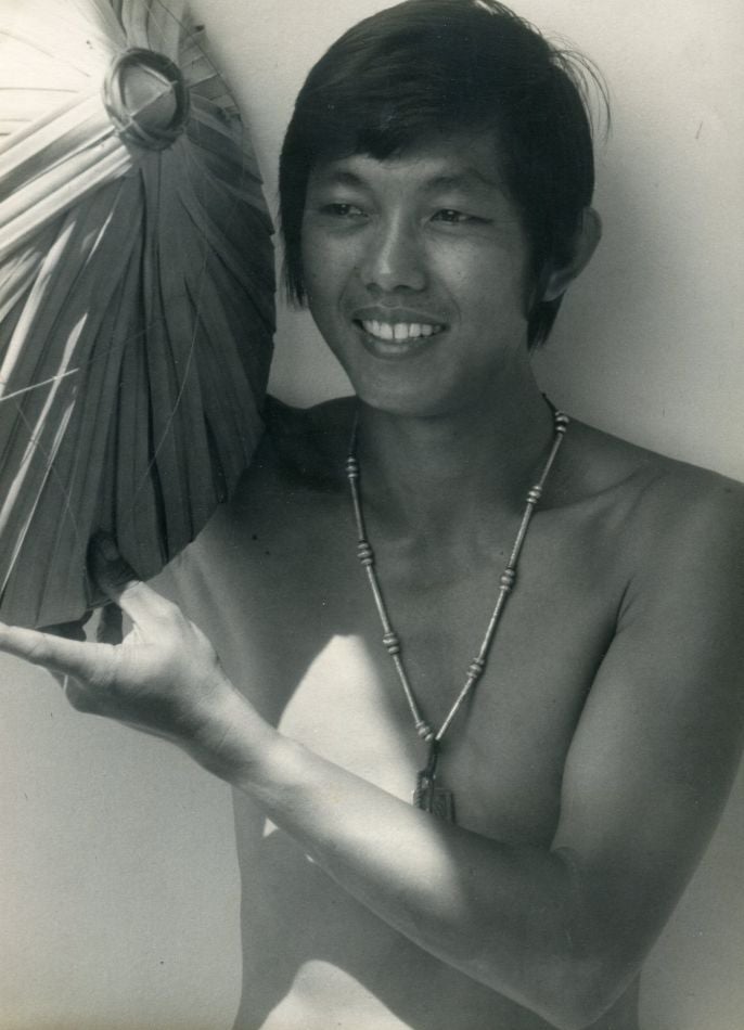 Item #7529 Portrait of shirtless Thai youth (9.5" x 12"). Islay LYONS.