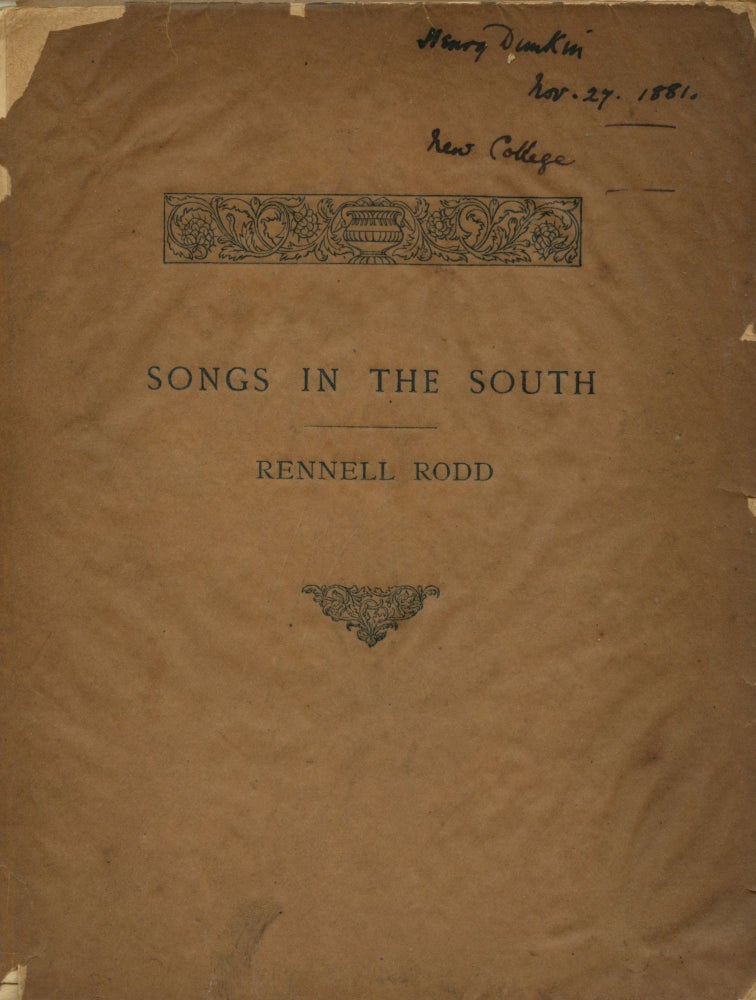 Item #7572 Songs in the South. Rennell RODD.