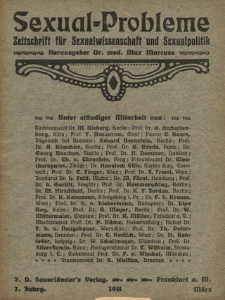 Item #7585 Sexual-Probleme. Zeitschrift für Sexualwissenschaft und Sexualpolitik. Max MARCUSE, ed