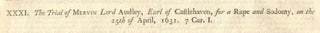 Item #7912 The Trial of Mervin Lord Audley, Earl of Castlehaven, for a Rape and Sodomy, on the...