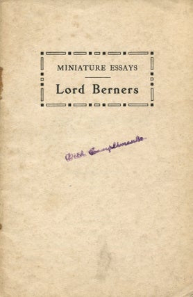 Item #8044 Miniature Essays: Lord Berners. Lord BERNERS