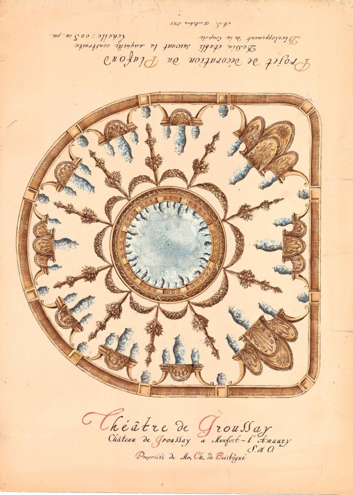 Item #8185 An original design for ceiling of the private theater at Charles de Beistegui's Château Groussay. Alexander SEREBRIAKOV, Charles de Beistegui Emilio Terry.