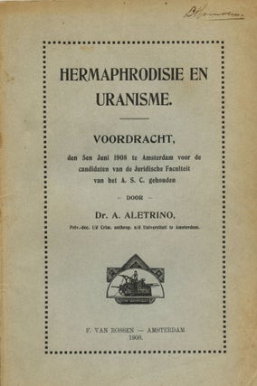 Item #8237 Hermaphrodisie en uranisme. A. ALETRINO