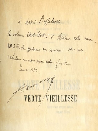 Item #8247 La verte vieillesse. A. LACASSAGNE, Marc-Andre Raffalovich