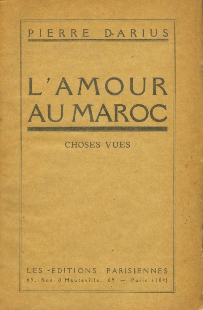 Item #8377 L'Amour au Maroc. Pierre DARIUS.