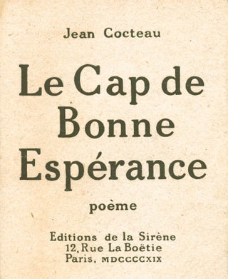 Item #8746 Le Cap de Bonne Esperance. Jean COCTEAU