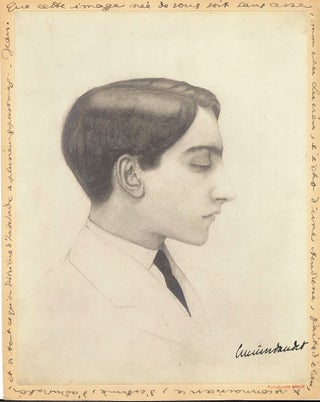 Item #8762 Photograph of an original drawing of Jean Cocteau. Lucien DAUDET