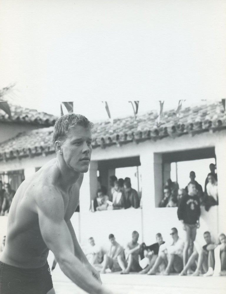 Item #8860 Vintage photograph of shirtless male wearing swim suit (playing volleyball). (6 1/2" x 7 1/2"). MALE PHOTOGRAPHY.