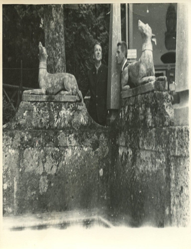 Item #9232 Paul Cadmus and Jared French in garden at Haymeadows. PaJaMa, Jared French Paul Cadmus, Margaret French.