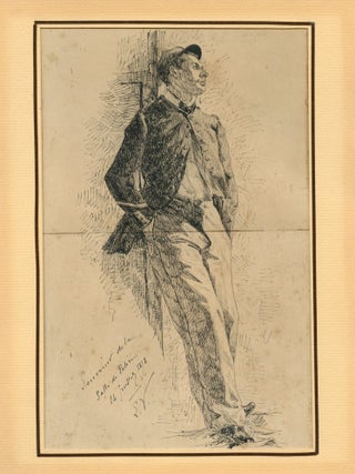 Pen and ink drawing of standing man